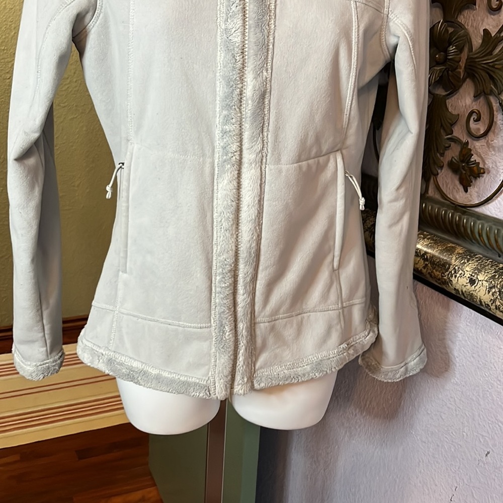 ๐HP๐Awesome The North Face Grey Knit/faux fur lined hooded zip jacket Sz S/P - Picture 3 of 14